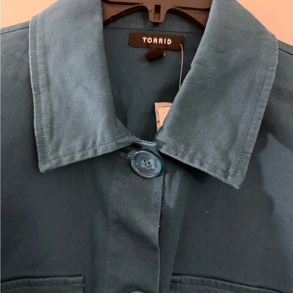 torrid Teal Utility Button-Front Jacket - Picture 7 of 13